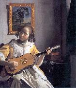 Johannes Vermeer Youg woman playing a guitar Germany oil painting artist